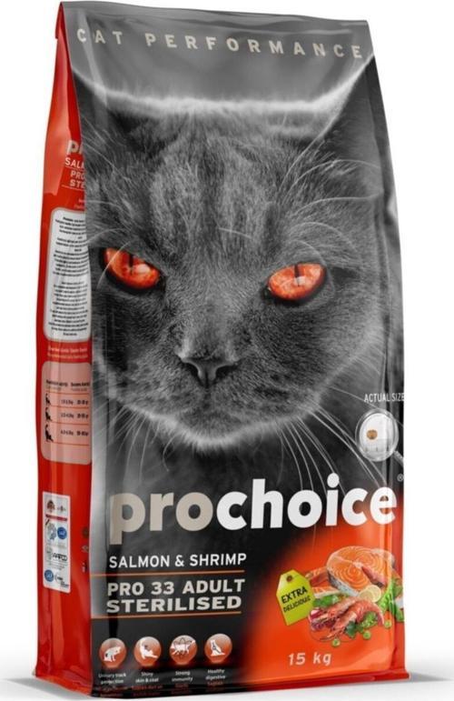 Pro Choice 33 Adult Salmon - Shrimp Somonlu ve Karidesli Kısırlaştırılmış Kedi Maması 15kg