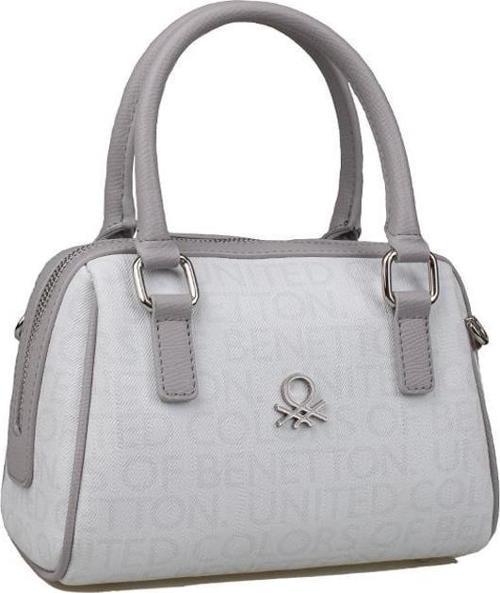 Beyaz Monogram Eskitme Kadın Kol Çantası BNT 1613
