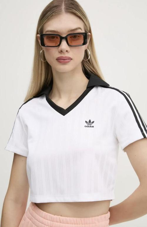 Originals Kadın V yaka Crop Beyaz T-shirt