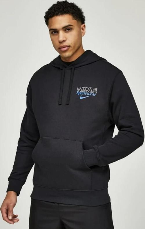 Sportswear Graphic Erkek Siyah Kapüşonlu Sweatshirt