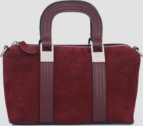 Bordo Haleis Hakiki Nubuk Deri Kadın El Çantası