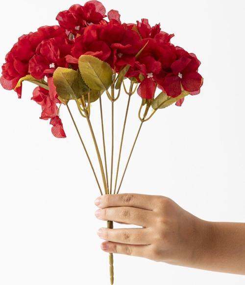 Yapay Ortanca Çiçeği 35 Cm 7 Dal Kırmızı