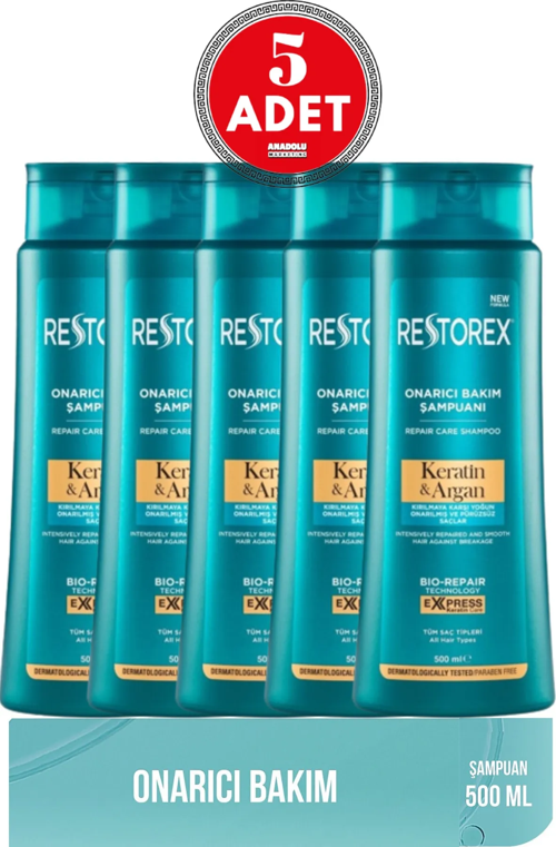 Keratin & Argan Şampuan 500 Ml x 5 Adet