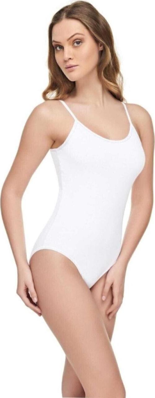 Kadın Beyaz Elastan Likralı Pamuklu İp Askılı Atlet