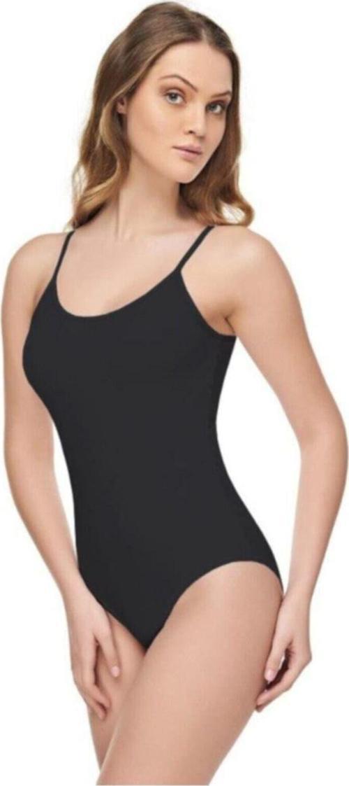 E Kadın Siyah Elastan Pamuklu Likralı Geniş Askılı Body Xl