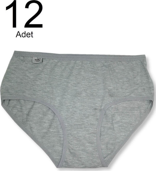 Kadın Gri 12'Li Paket Likralı Bato Külot Elf568T0924Ccm12