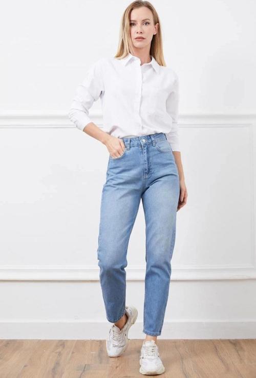 Yüksek bel mom jean pantolon