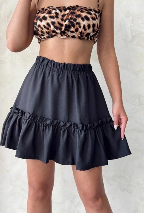 Çingene keten etek siyah s24808