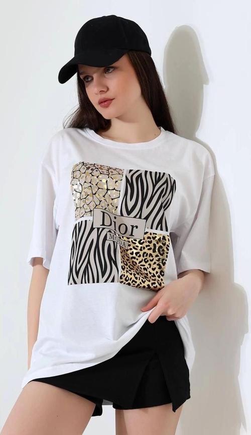 Karma desenli oversize tişört