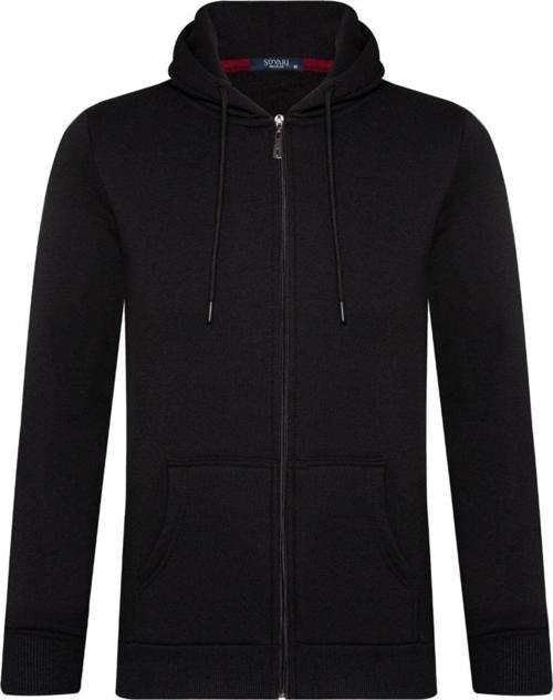 Lacivert 3 Iplik Kapüşonlu Fermuarlı Sweat Hırka