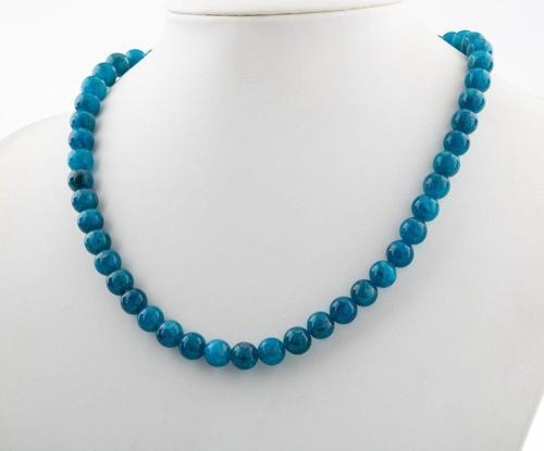 Mavi Apatit 8 Mm Dizi Doğal Taş Kolye