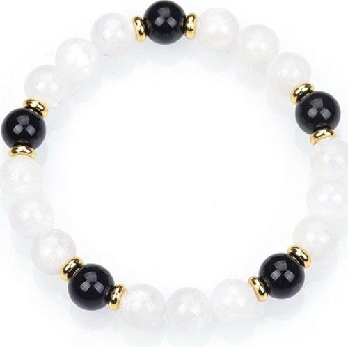 Obsidyen & Kristal Kuvars Doğal Taş Bileklik 8Mm