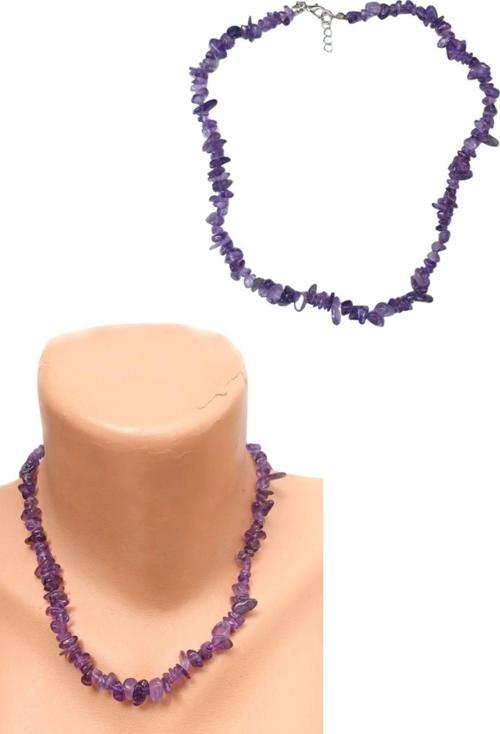 Pozitif Doğal Taş Ametist Kolye 1.Kalite Kırıktaş