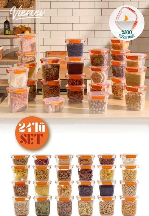 24lü Master Contalı Derin Dikdörtgen Saklama Kabı Seti 6x(2100,1000) 12x(1575) Turuncu