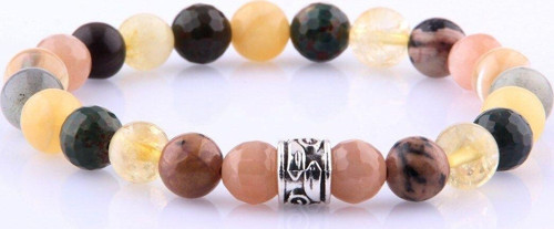 Özel Tasarım 8 Mm Bileklik Güneş Taşı - Rodonit - Dönüşümlü Sitrin - Kan Taşı - Sedef -