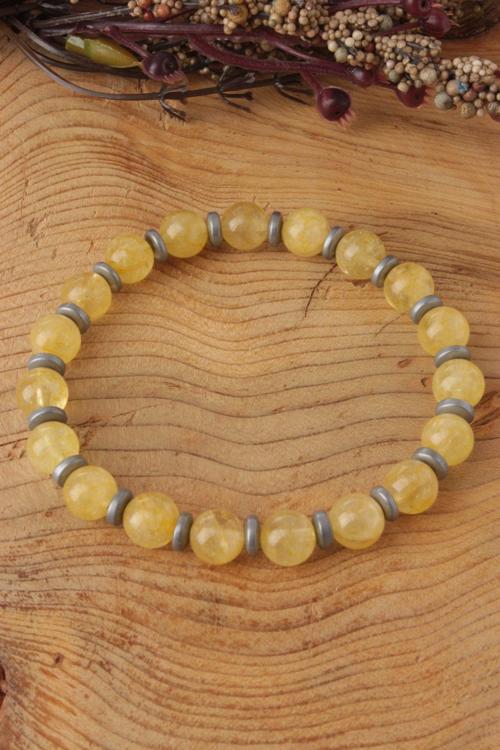 Sitrin Hematit Doğal Taş Bileklik