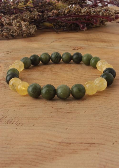 Yeşim-Sitrin Doğal Taş Bileklik 8Mm