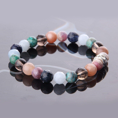 Turmalin Güneş Taşı Dumanlı Kuvars Krizokol Akuamarin Dumortierit 8 Mm Doğal Taş Bilekli