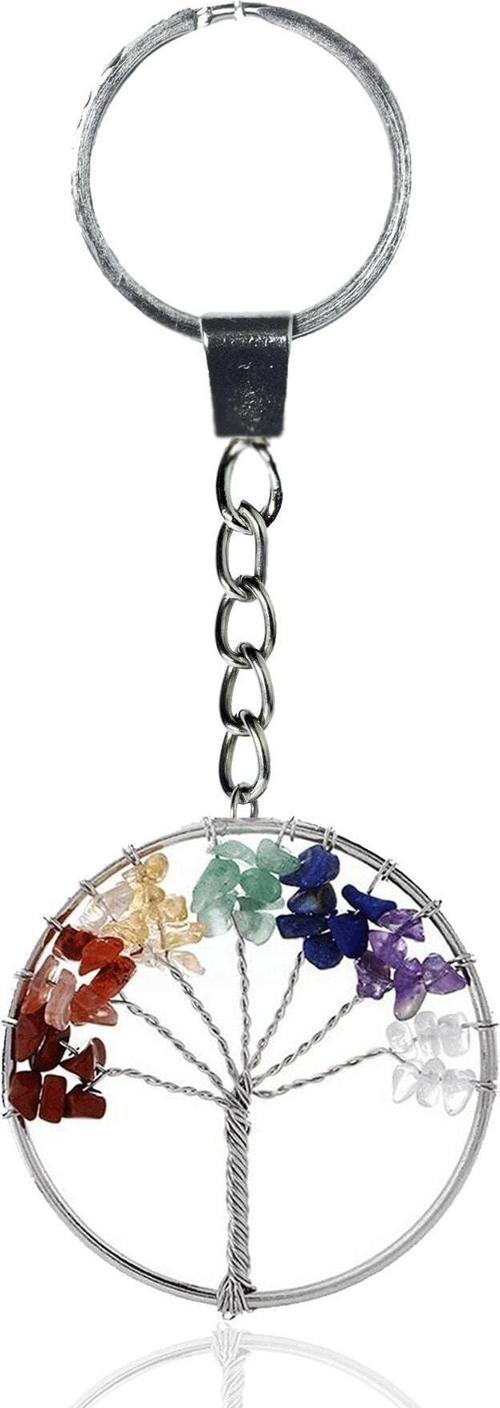 Sertifikalı 7 Çakra Doğal Taş Anahtarlık - Aventurin Ametist Lapis Lazuli Sitrin Akik Jasper Taşı