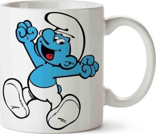 The Smurfs Şirinler Esner Şirin Temalı Beyaz Kupa Bardak Porselen