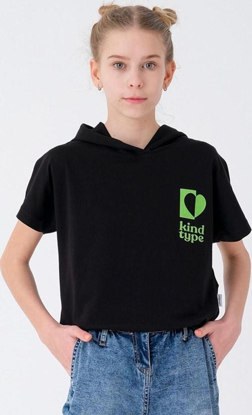 Siyah Kız Çocuk Yarasa Kol Baskılı T-Shirt Hn121