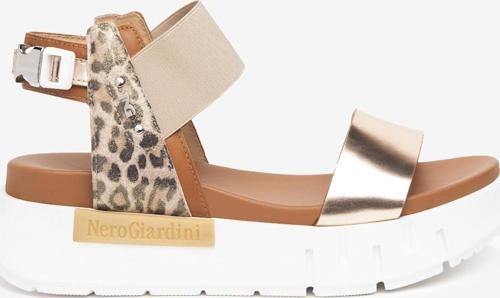 Kadın Sandalet E219022D NeroGiardini SPECCHIO OPACO PHARD ARMENIA COGNAC LEO GLITTER ORO TR LIGHT
