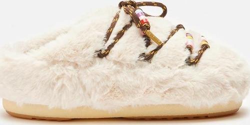 Kadın Terlik 80D1460250-L002 Moon Boot Mule Faux Fur Beads Cream