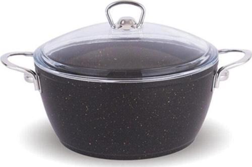 Granit Derin Tencere 26 Cm Siyah Metal Sap