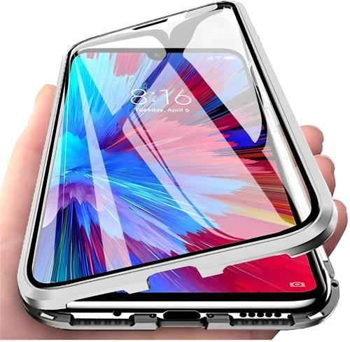 Samsung Galaxy C7/C7 Pro Uyumlu Kılıf Önü Açık Arkası Temperli Camlı Manyetik Adsorpsiyon Darbeye Dayanıklı Kapak