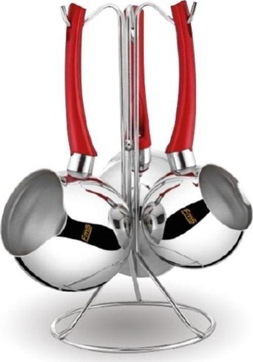 Eko 3'lü Çelik Askılı Cezve Takımı Kırmızı