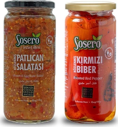 Közlenmiş Patlıcan Salatası 435 gr & Közlenmiş Kırmızı Biber 475 gr (ikisi bir arada)