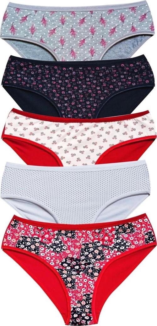Pamuklu Geniş Kenarlı Likralı Desenli Bato Kadın Külot 5'li Paket Set 1