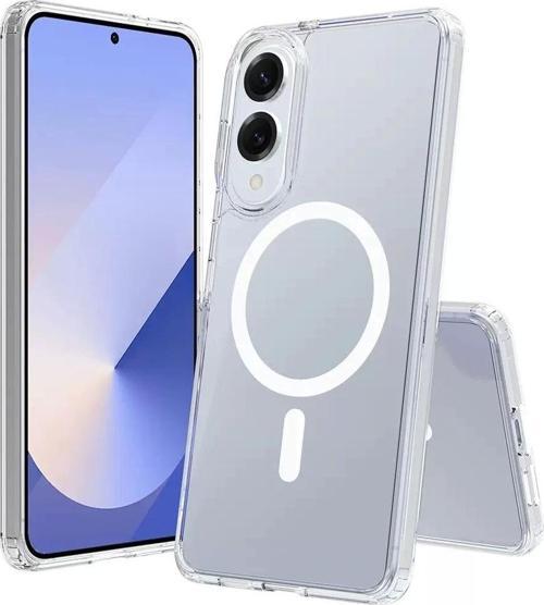 Galaxy S25 Edge Kılıf M-safe Şarj Özellikli Şeffaf Sert PC Zore Embos Kapak