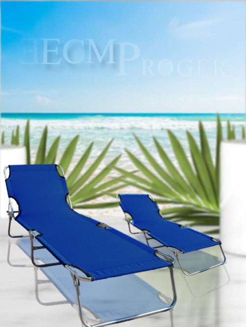 Ecm Katlanır Şezlong Kampet Plaj Kamp Yatağı 2'Li Set Mavi