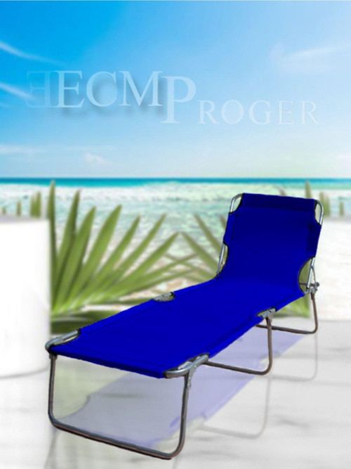 Ecm Mavi Katlanır Şezlong Kampet Plaj Yatağı Oxfort Yırtılmaz Kumaş, Paslanmaz Gövde