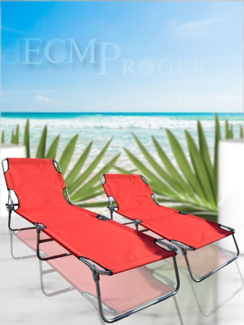 Ecm Katlanır Şezlong Kampet Plaj Kamp Yatağı 2'Li Set Kırmızı