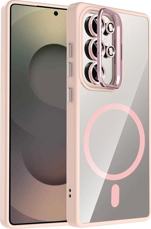 Galaxy S25 Ultra Kılıf Standlı ve Kamera Lens Hediyeli M-Safe Şarj Özellikli Zore Etro Kapak