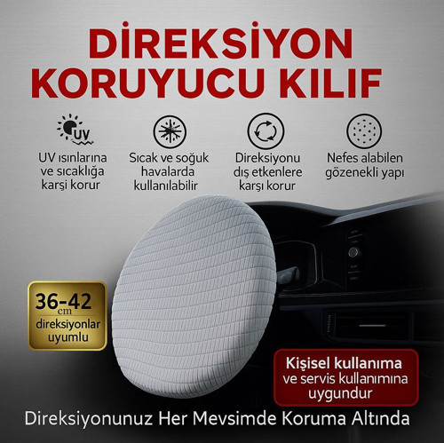 Direksiyon Koruyucu Kılıf Universal UV, Toz, Isı Koruma Yaz Kış Kullanıma 36-42 cm