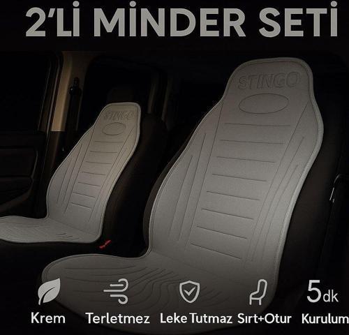 2'li Minder Seti Koltuk Koruyucu Universal Gri Renk Terletmez Leke Tutmaz