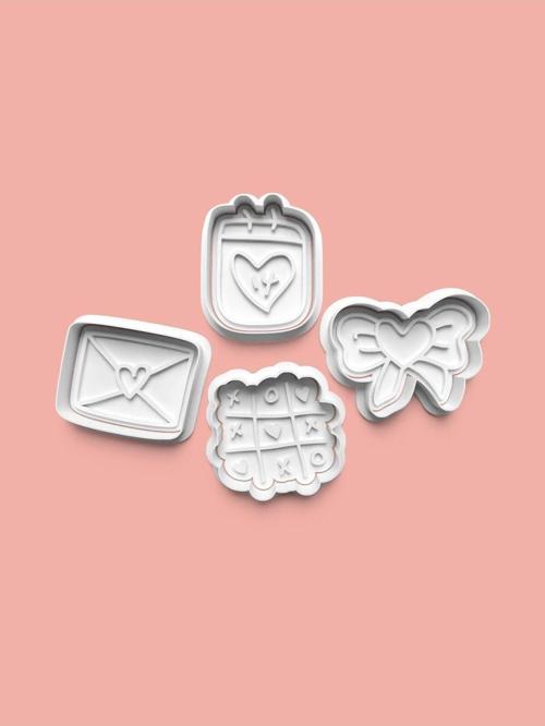 Sevgililer Günü Teması Kurabiye Kalıbı Ve Şeker Hamuru Kalıbı 4'Lü Set