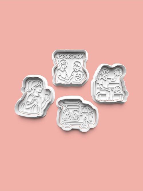 Sportif Anneler Kurabiye Kalıbı Ve Şeker Hamuru Kalıbı 4'Lü Set