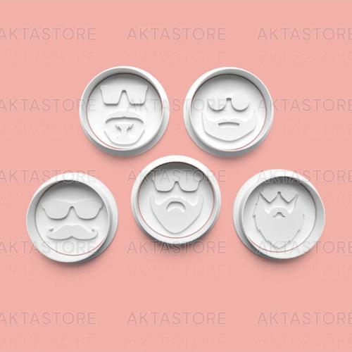 Sakal Figürlü Kurabiye Kalıbı Ve Şeker Hamuru Kalıbı 5'Li Set