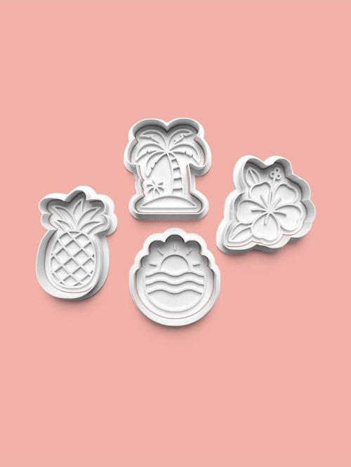 Tropikal Kurabiye Kalıbı Ve Şeker Hamuru Kalıbı 4'Lü Set