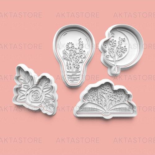 Çiçekler Kurabiye Kalıbı Ve Şeker Hamuru Kalıbı 4'Lü Set