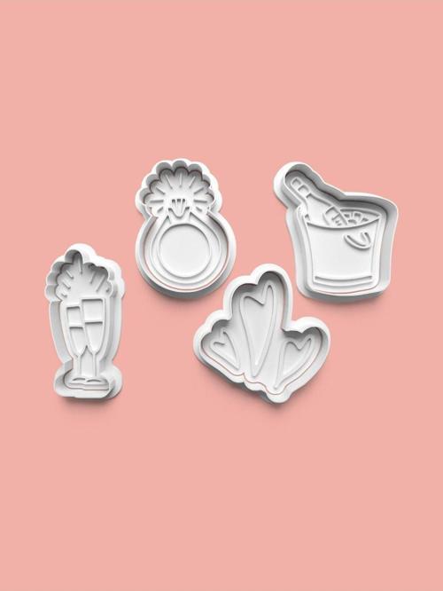 Nişan Düğün Teması Kurabiye Kalıbı Ve Şeker Hamuru Kalıbı 4'Lü Set