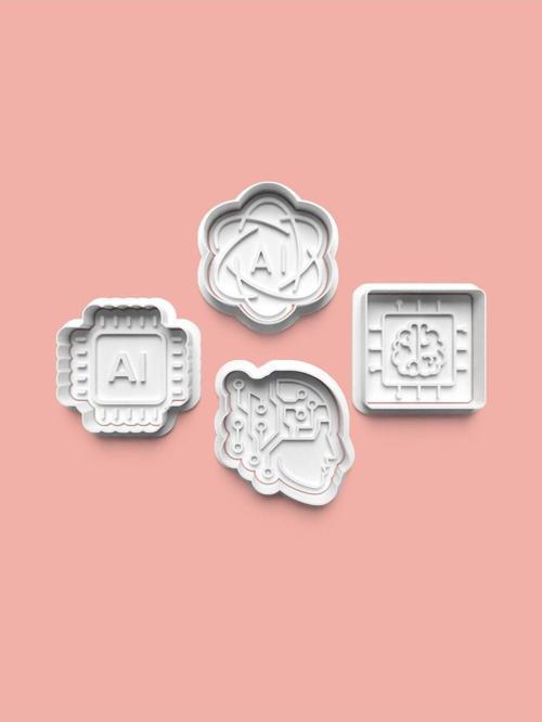 Yapay Zeka Teması Kurabiye Kalıbı Ve Şeker Hamuru Kalıbı 4'Lü Set