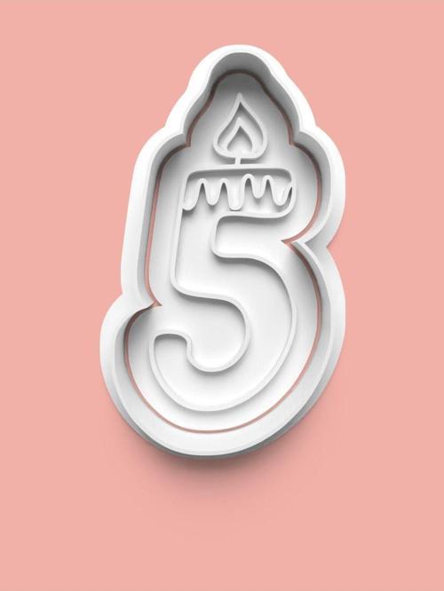 Mum Figürlü Beş Rakamı Kurabiye Kalıbı Ve Şeker Hamuru Kalıbı - 5 Numara