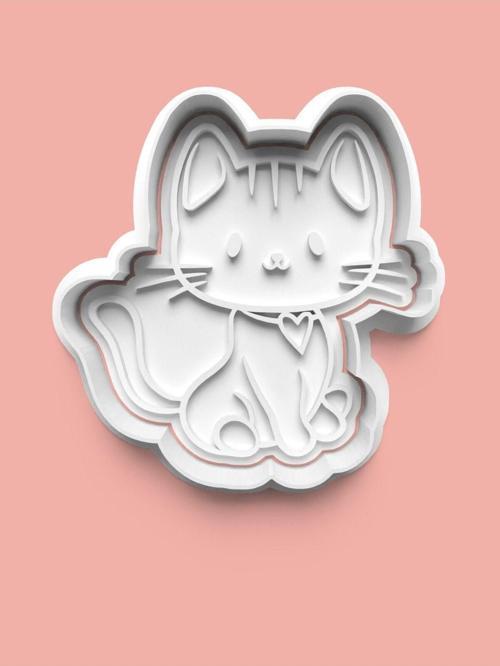 Sevimli Kalp Figürlü Kedicik Kurabiye Kalıbı Ve Şeker Hamuru Kalıbı