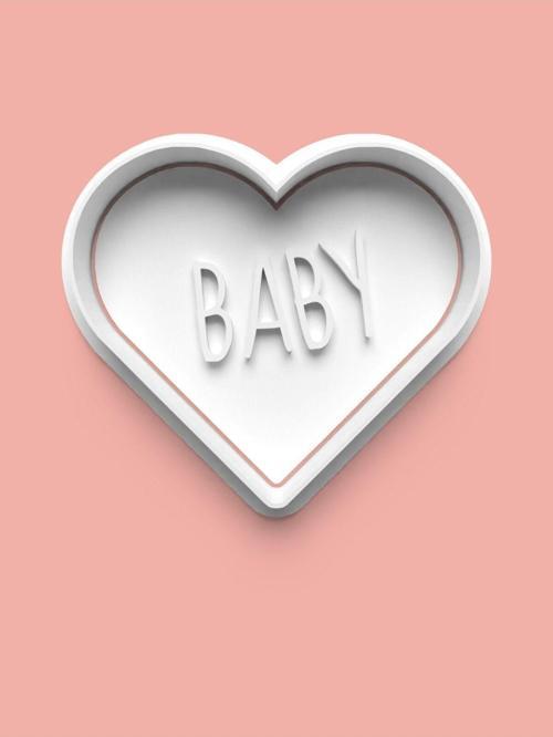 Baby Yazılı Kalp Kurabiye Kalıbı Ve Şeker Hamuru Kalıbı