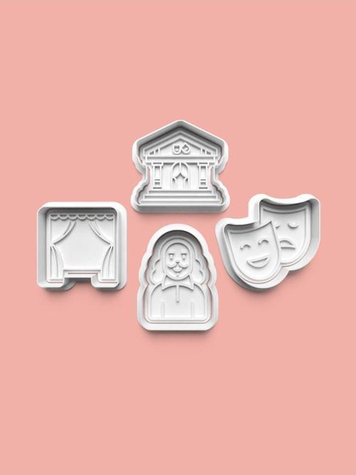 Tiyatro Kurabiye Kalıbı Ve Şeker Hamuru Kalıbı 4'Lü Set